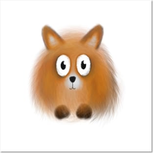 Ginger pomeranian puppy dog Fox illustration cartoon Posters and Art